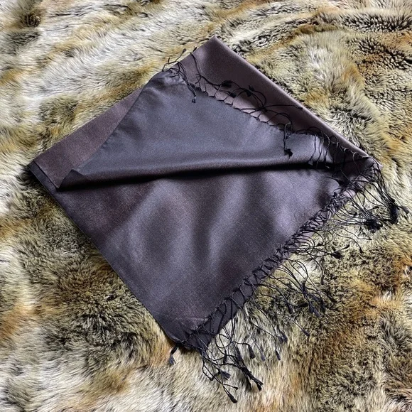 Men-Women New Brown Plain Reversible 100% Silk/Shawl/Scarf - Picture 2 of 7
